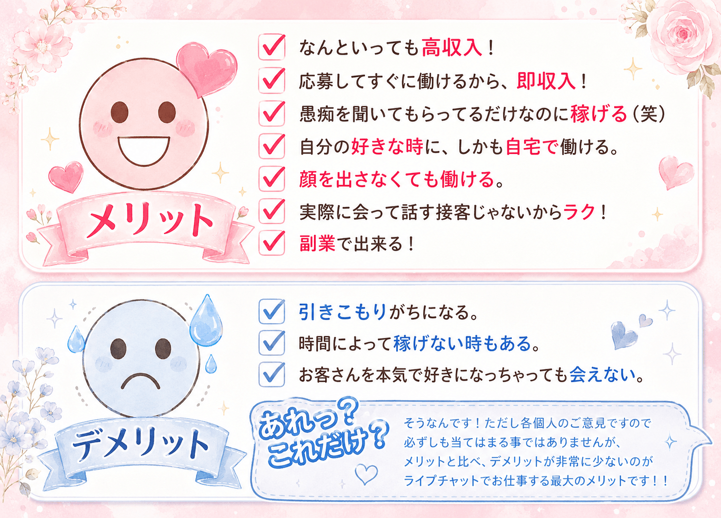 チャットレディのメリットとデメリット
